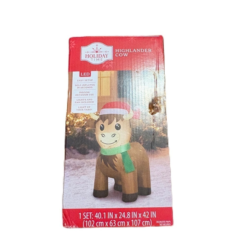 Holiday Time Highlander Cow Inflatable NEW Blow Up Christmas Decor